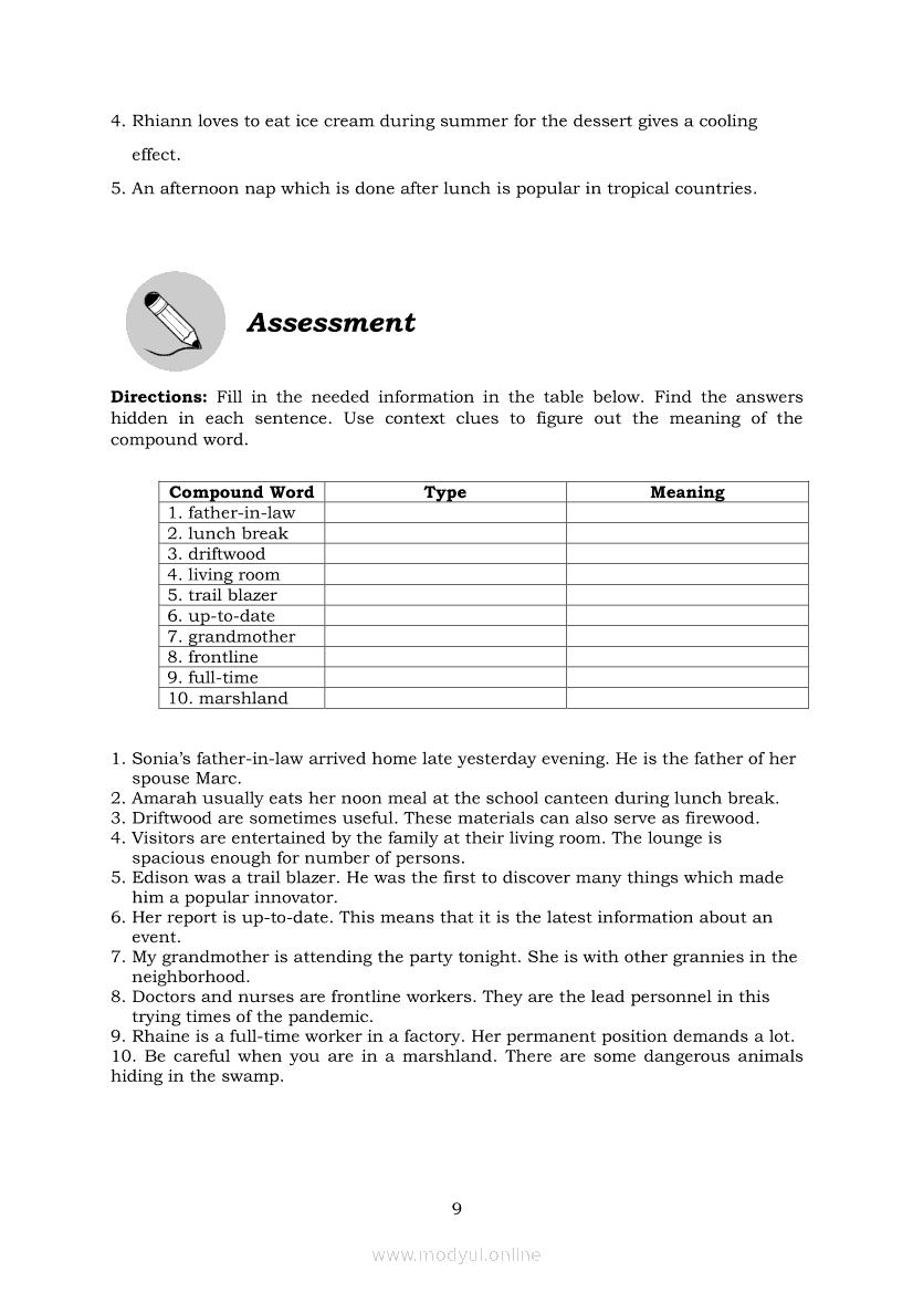 English 5 Module 2 Lesson 1 Inferring The Meaning Of Compound Words 