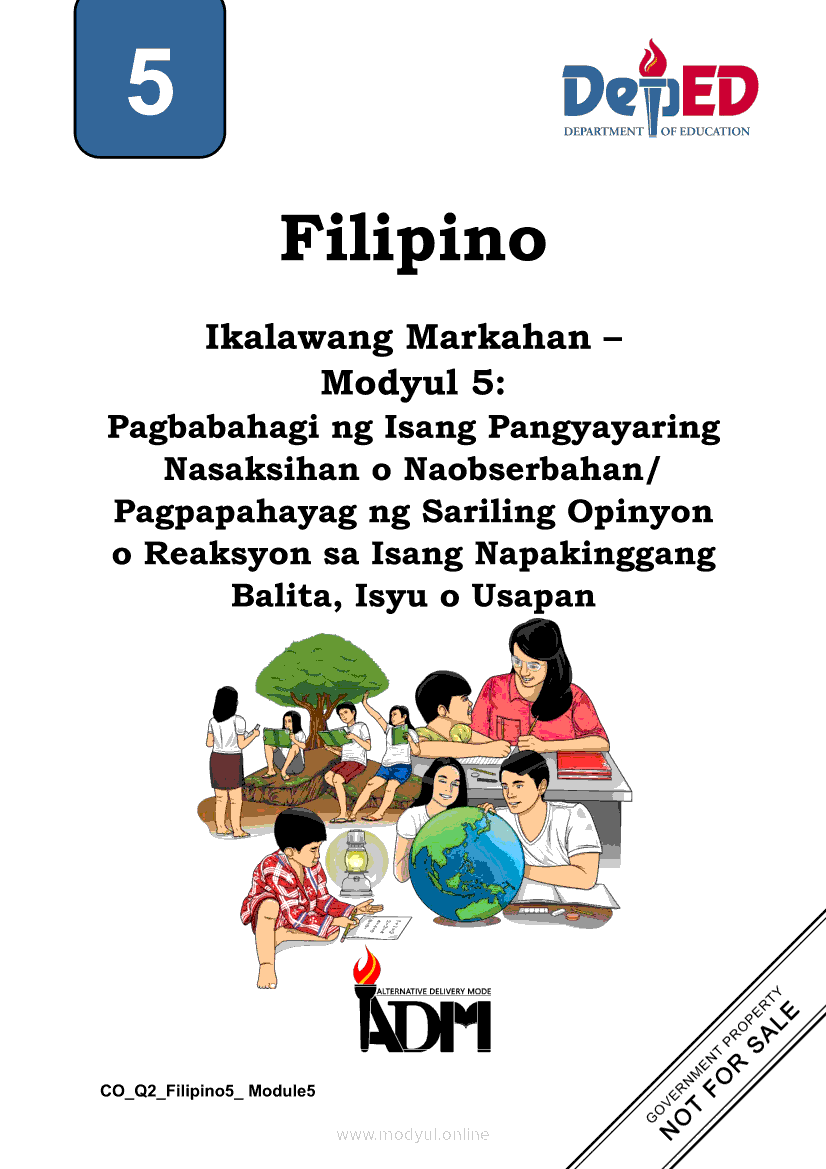Filipino 5 Ikalawang Markahan – Modyul 5: Pagbabahagi ng Isang