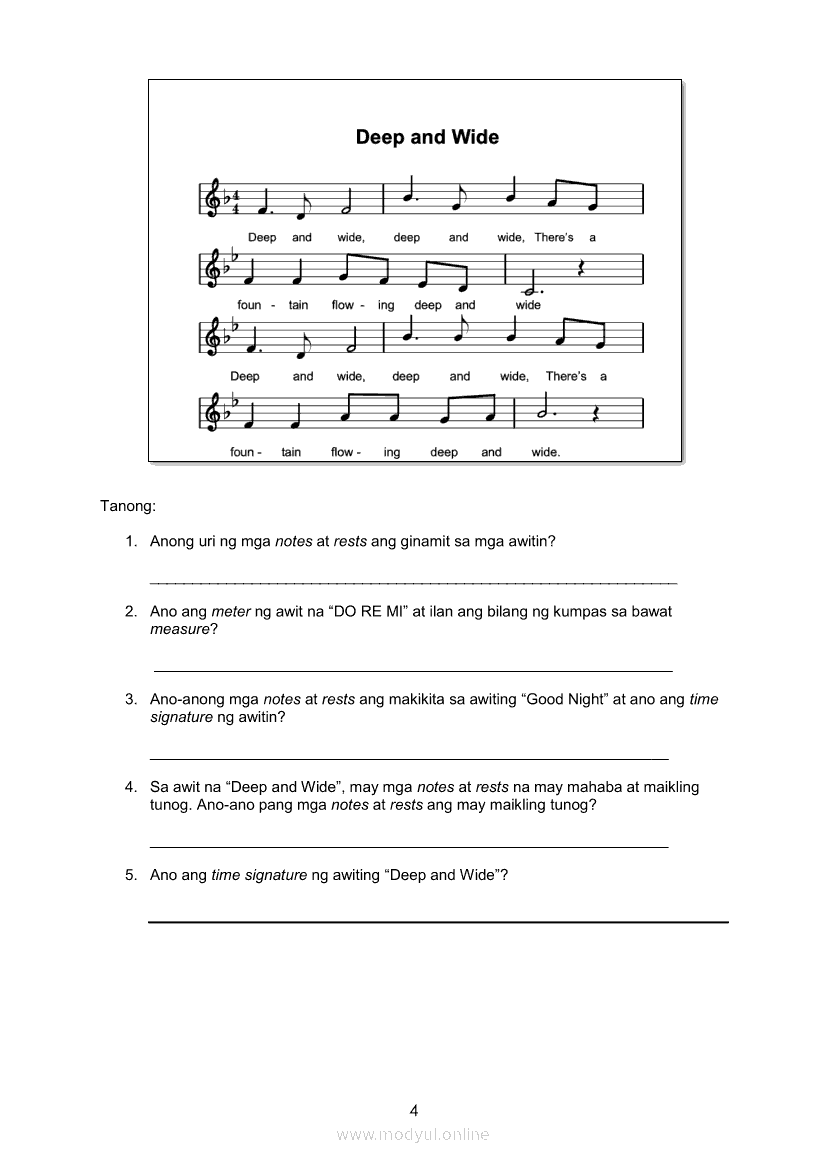 Music 5 Modyul 3: Haba o Tagal ng Note at Rest | Grade 5 Modules